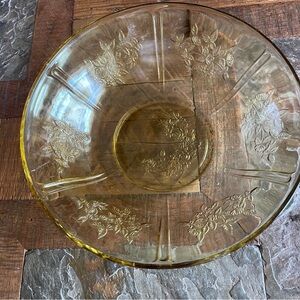 Amber Federal Depression Glass Sharon Cabbage Rose 8.5" Fruit Serving Bowl